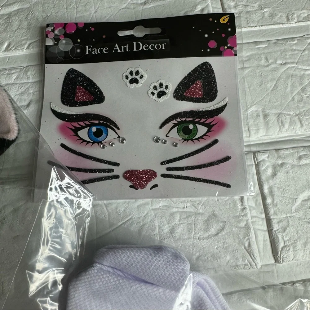 New Cat Hat Accessories, Headband, Stickers, Bow Tie & Gloves